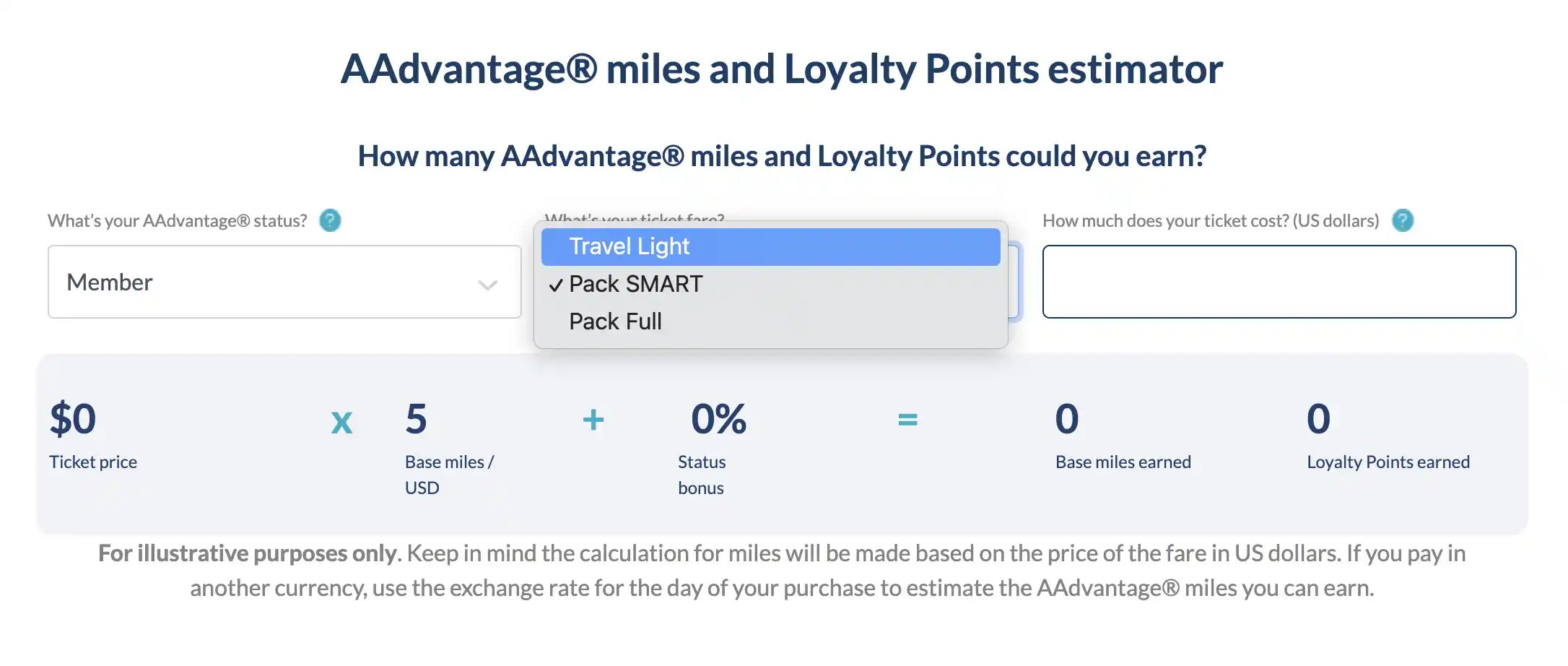 Calculate how many AAdvantage miles you can earn when flying with JetSMART.