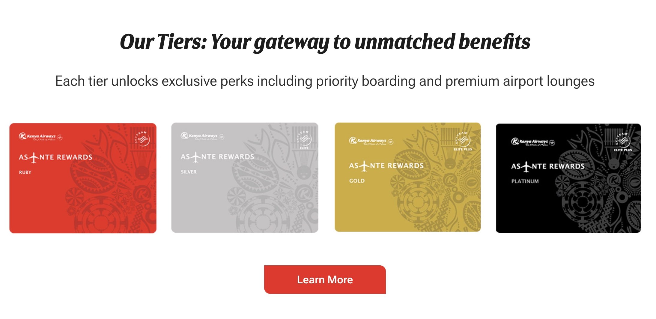 Kenya Airways Asante Rewards Tiers