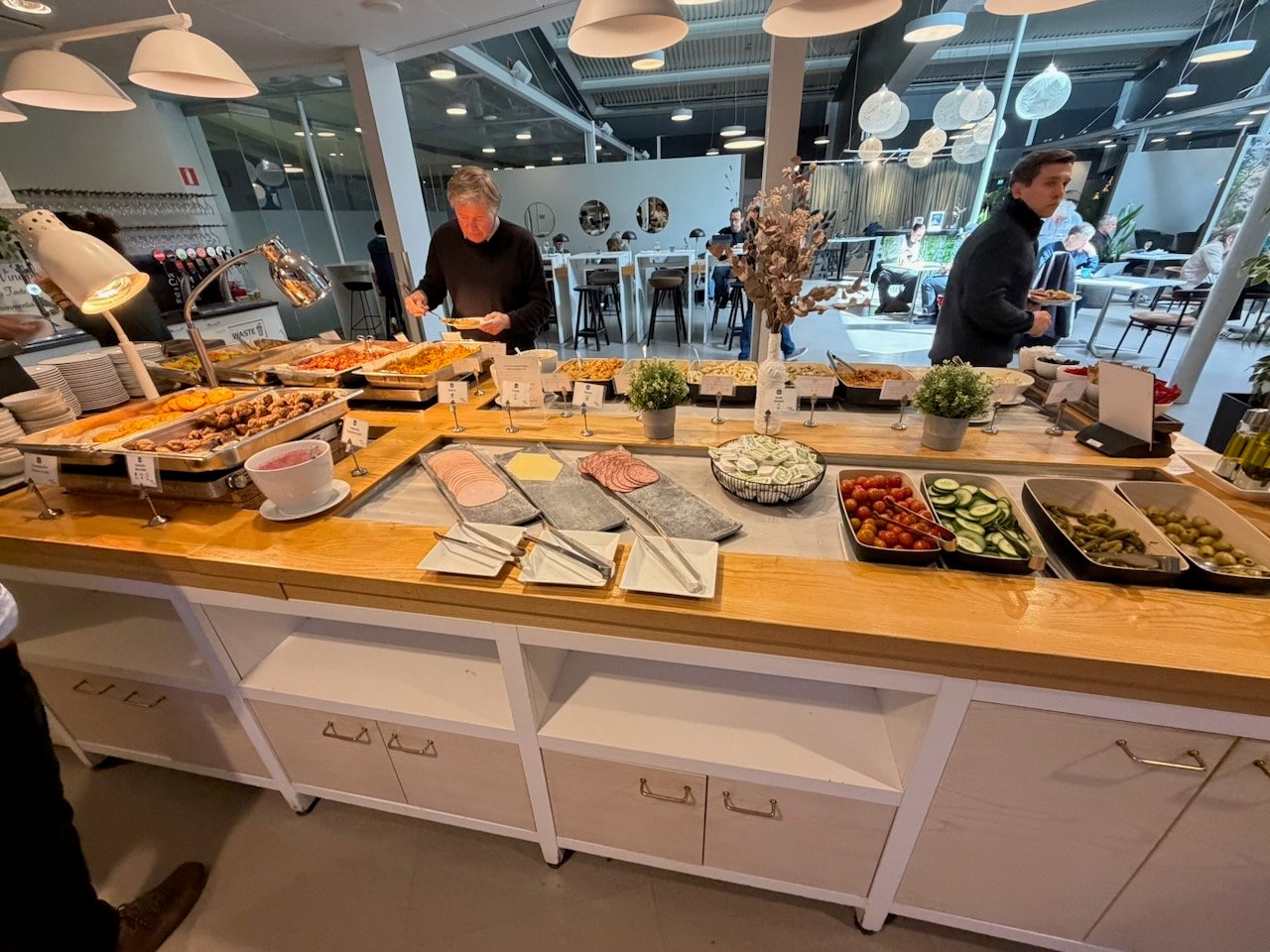 Stockholm pearl lounge sandwich buffet on the KLM Amsterdam to Buenos Aires review.