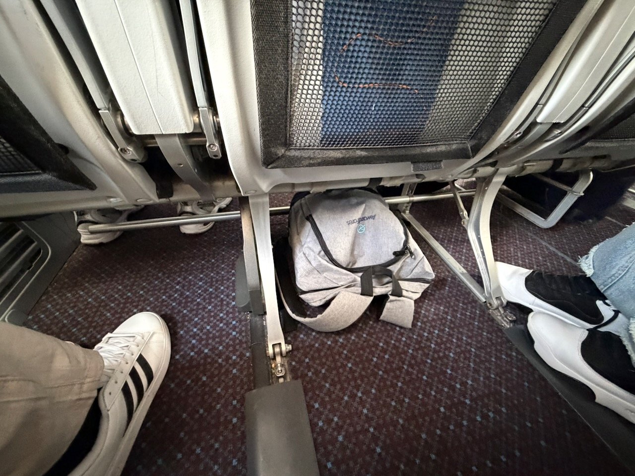 KLM ARN AMS under seat storage on the KLM Amsterdam to Buenos Aires review.