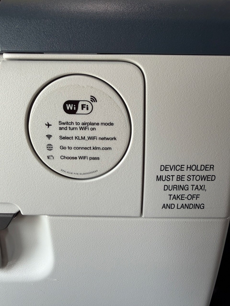 KLM ARN AMS device holder instructions on the KLM Amsterdam to Buenos Aires review.