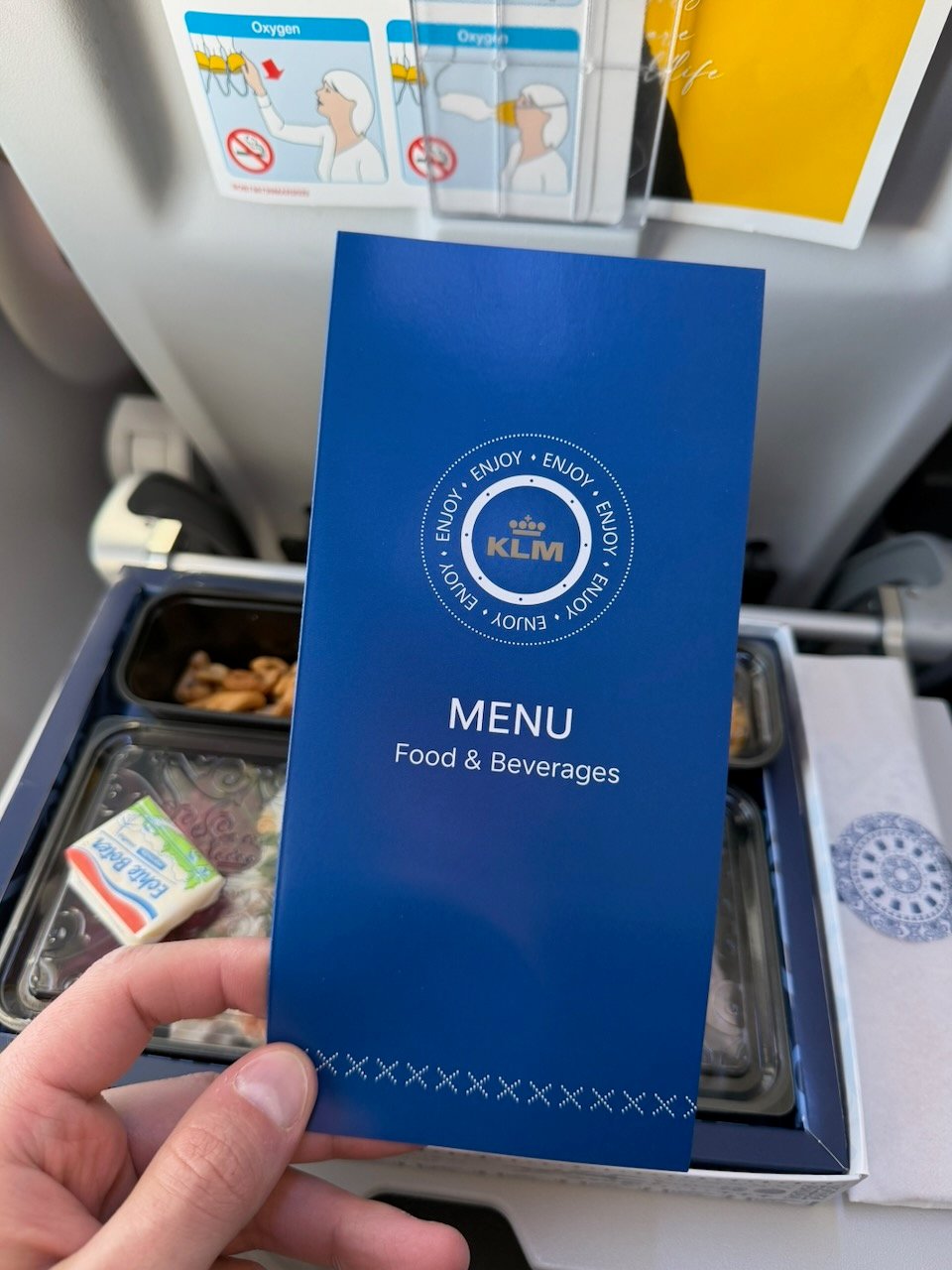 KLM ARN AMS menu cover on the KLM Amsterdam to Buenos Aires review.