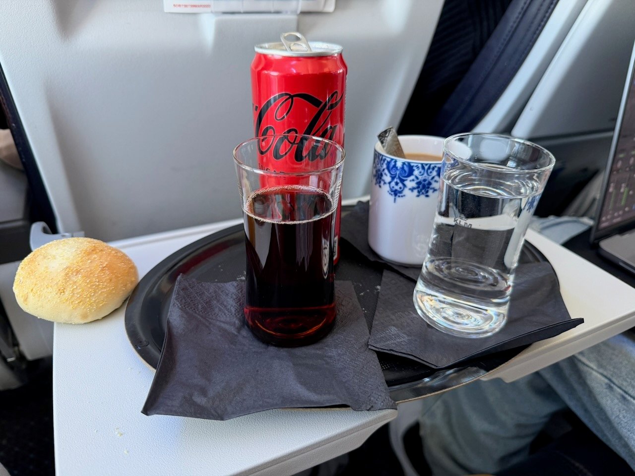 KLM ARN AMS drinks service on the KLM Amsterdam to Buenos Aires review.