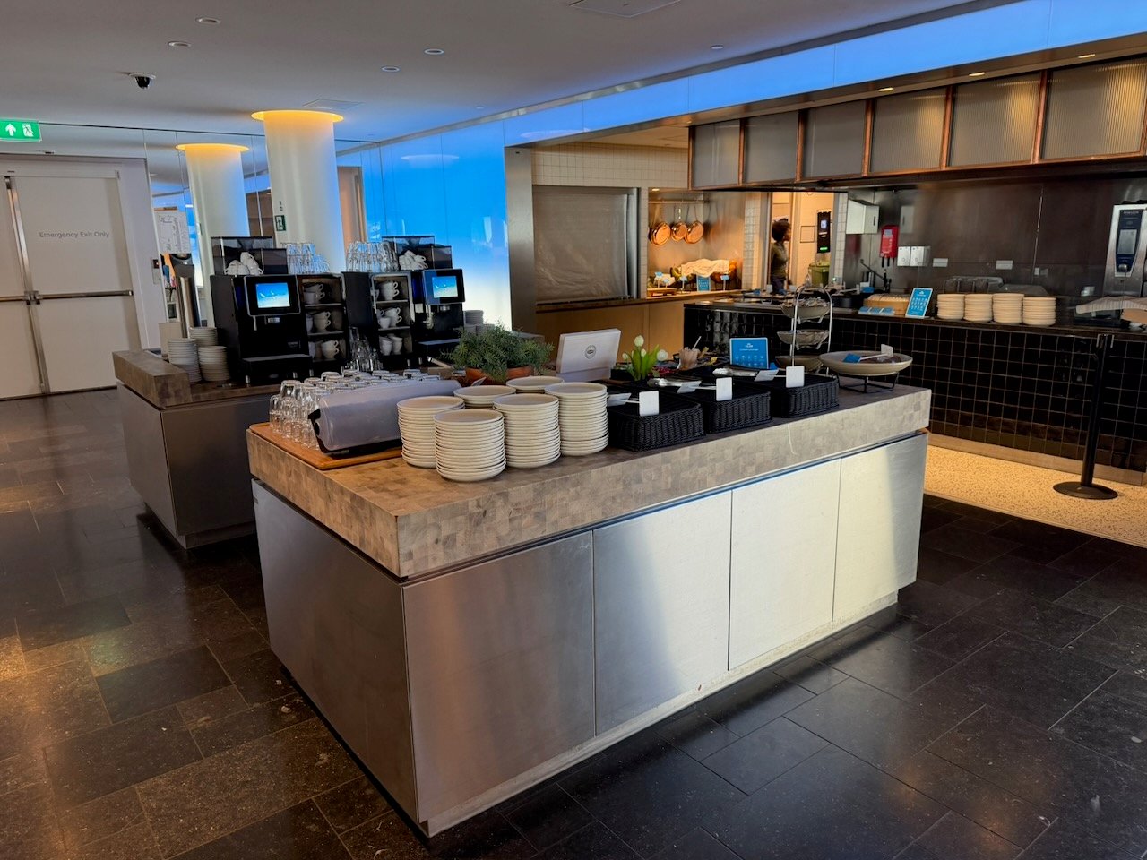 Amsterdam KLM crown lounge coffee station on the KLM Amsterdam to Buenos Aires review.
