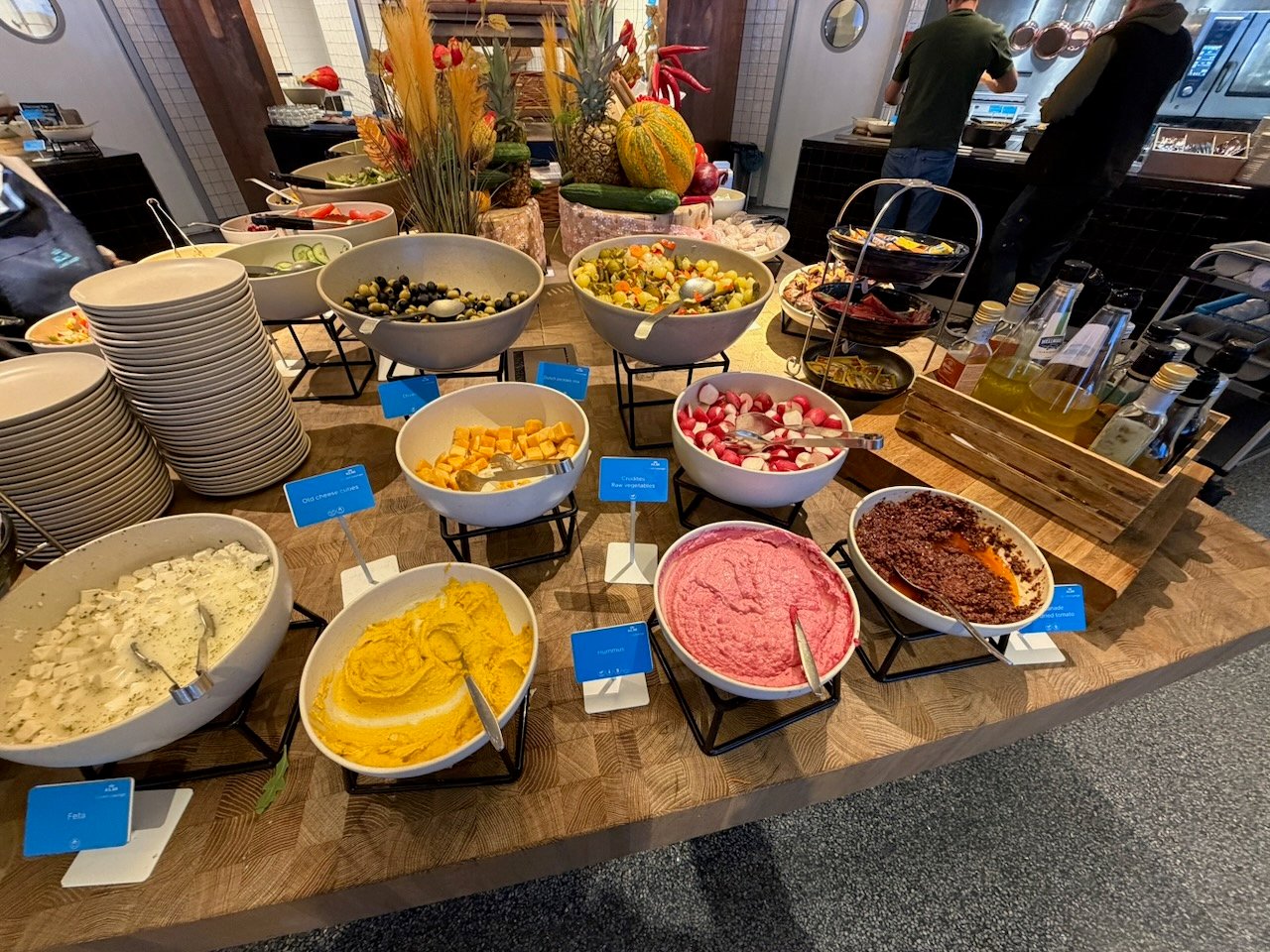 Amsterdam KLM crown lounge cheese and cold cuts on the KLM Amsterdam to Buenos Aires review.