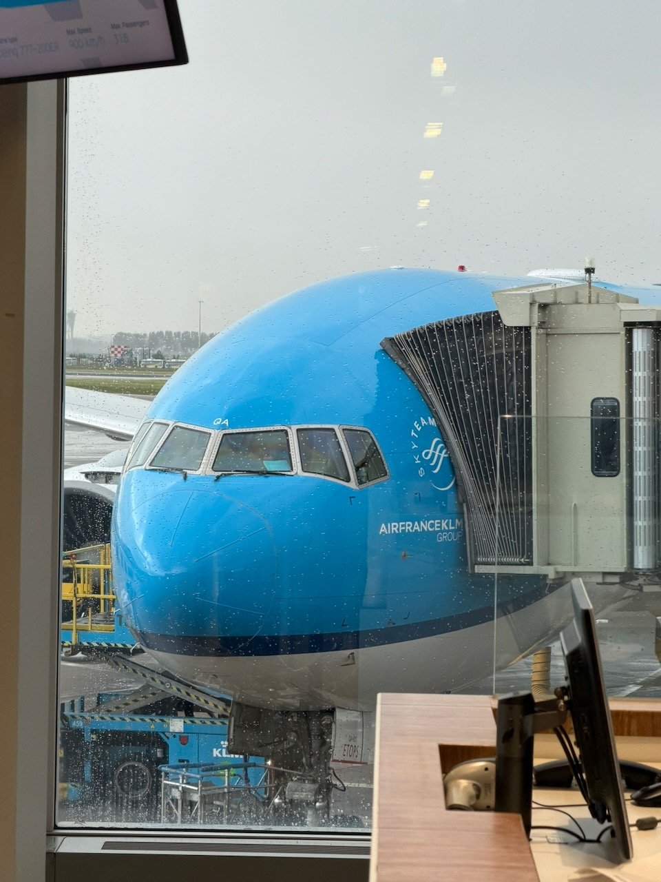Amsterdam Schiphol KLM aircraft nose on the KLM Amsterdam to Buenos Aires review.