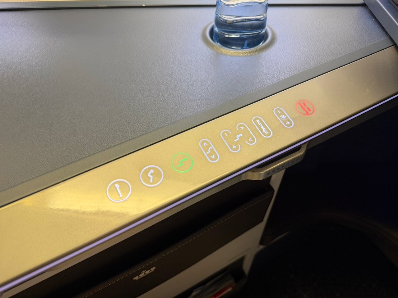 KLM AMS EZE seat controls on the KLM Amsterdam to Buenos Aires review.