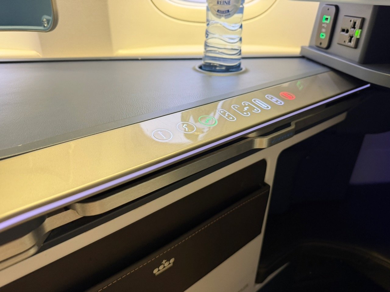 KLM AMS EZE armrest controls on the KLM Amsterdam to Buenos Aires review.