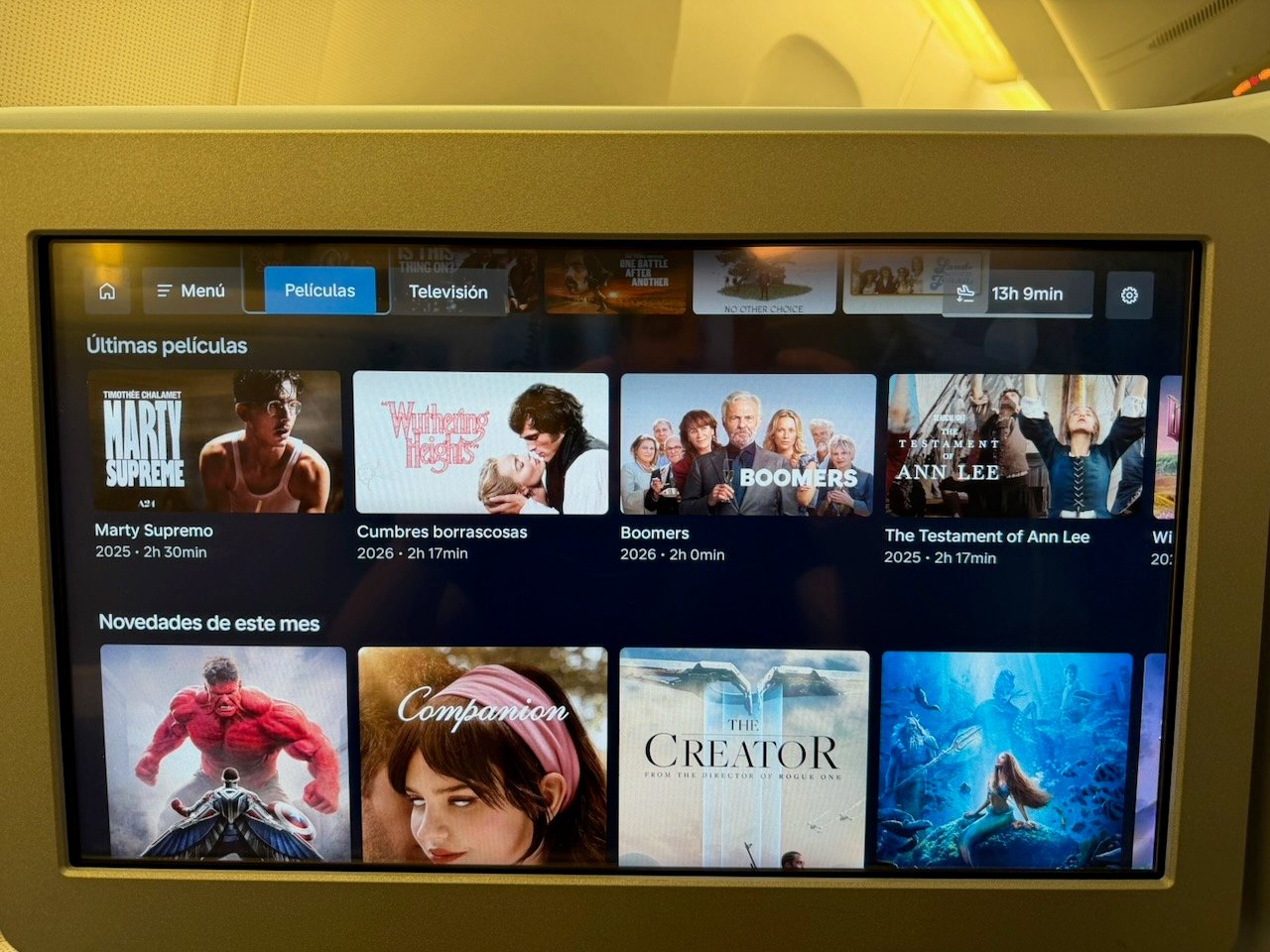 KLM AMS EZE IFE new movies on the KLM Amsterdam to Buenos Aires review.