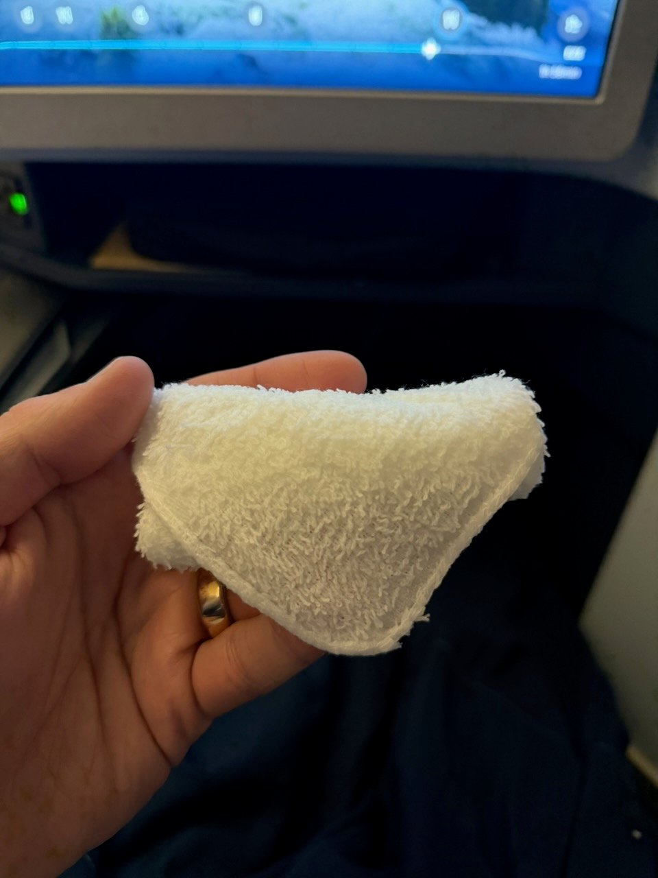 KLM AMS EZE pre arrival hot towel on the KLM Amsterdam to Buenos Aires review.