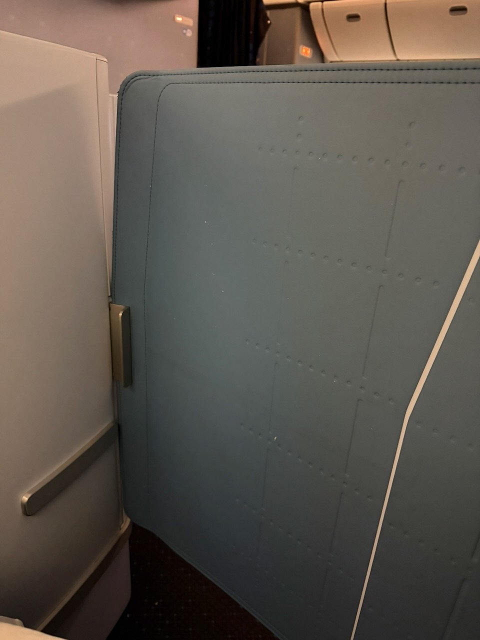 KLM AMS EZE privacy divider detail on the KLM Amsterdam to Buenos Aires review.