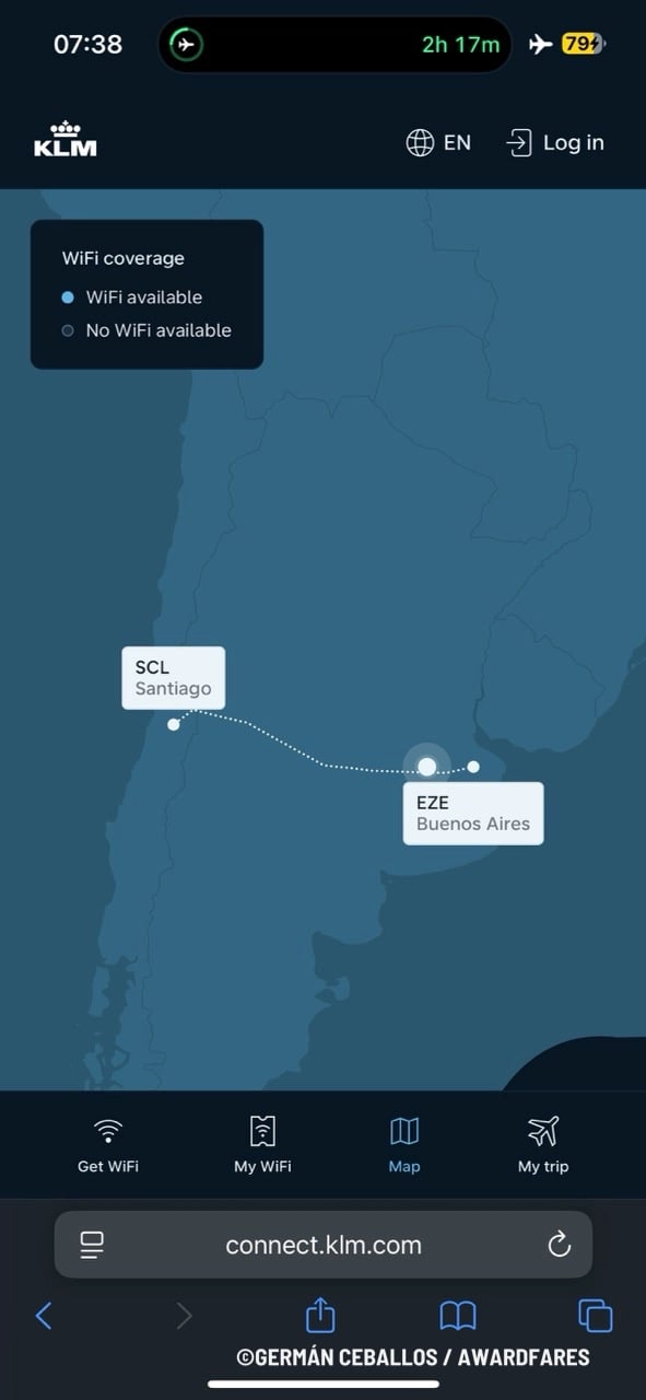 Connecting to the free messaging service on KLM.