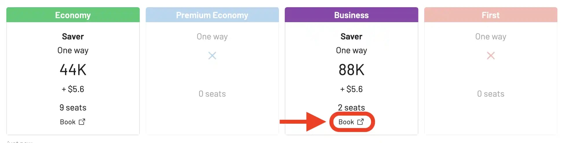AwardFares redirects you to the airline
