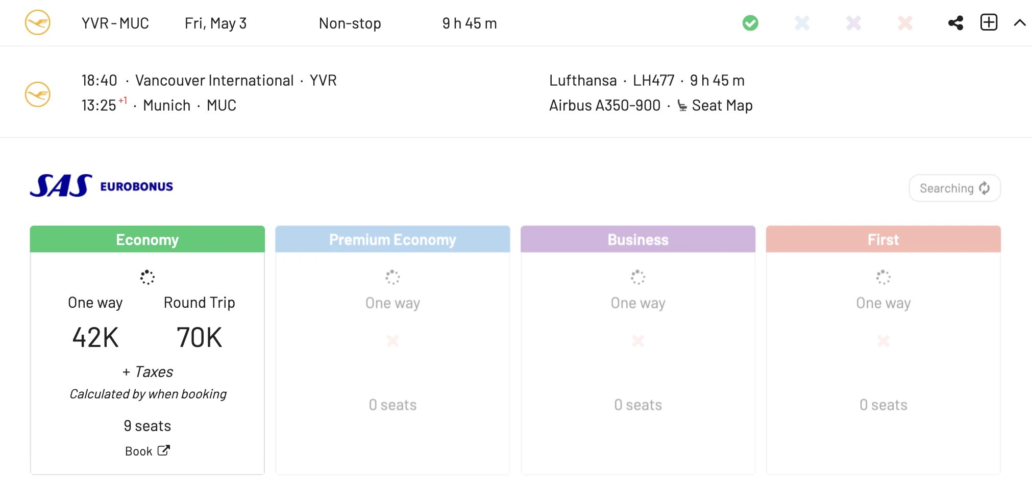 Find Lufthansa Allegris flights with points using AwardFares.
