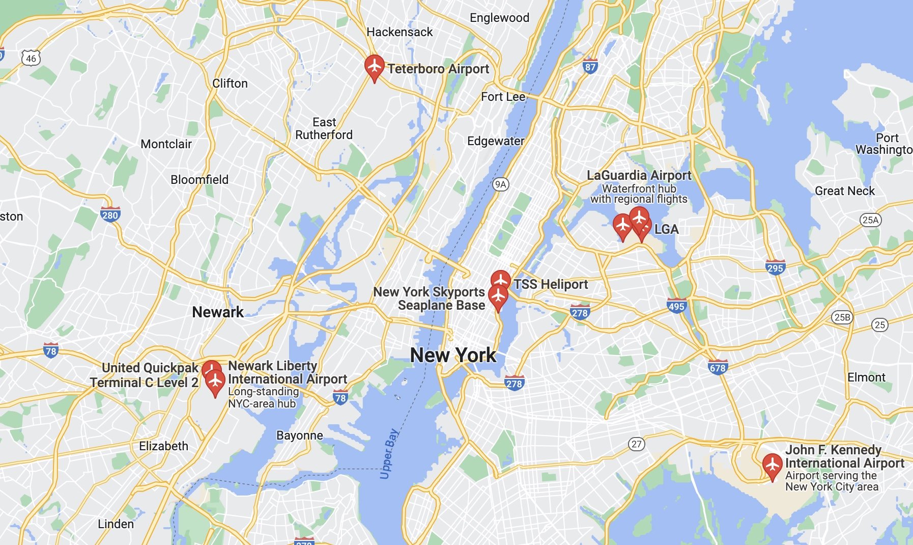 Airports in NYC metro area.