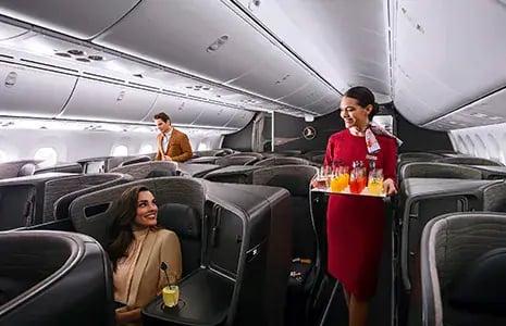 Turkish Airlines Busines Class Cabin.