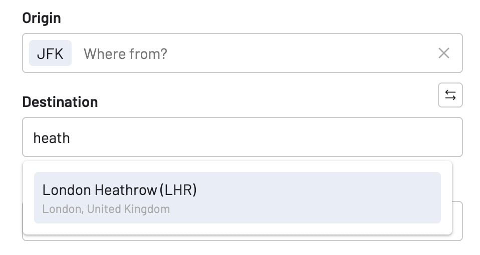 Choose a route for your live availability alert in AwardFares.