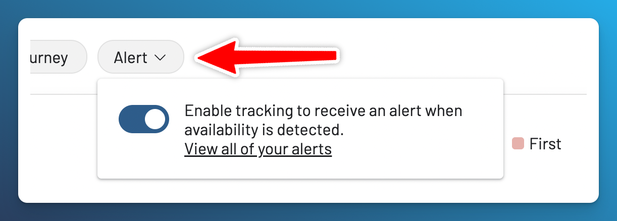 Open Alert and enable tracking from Award Search.