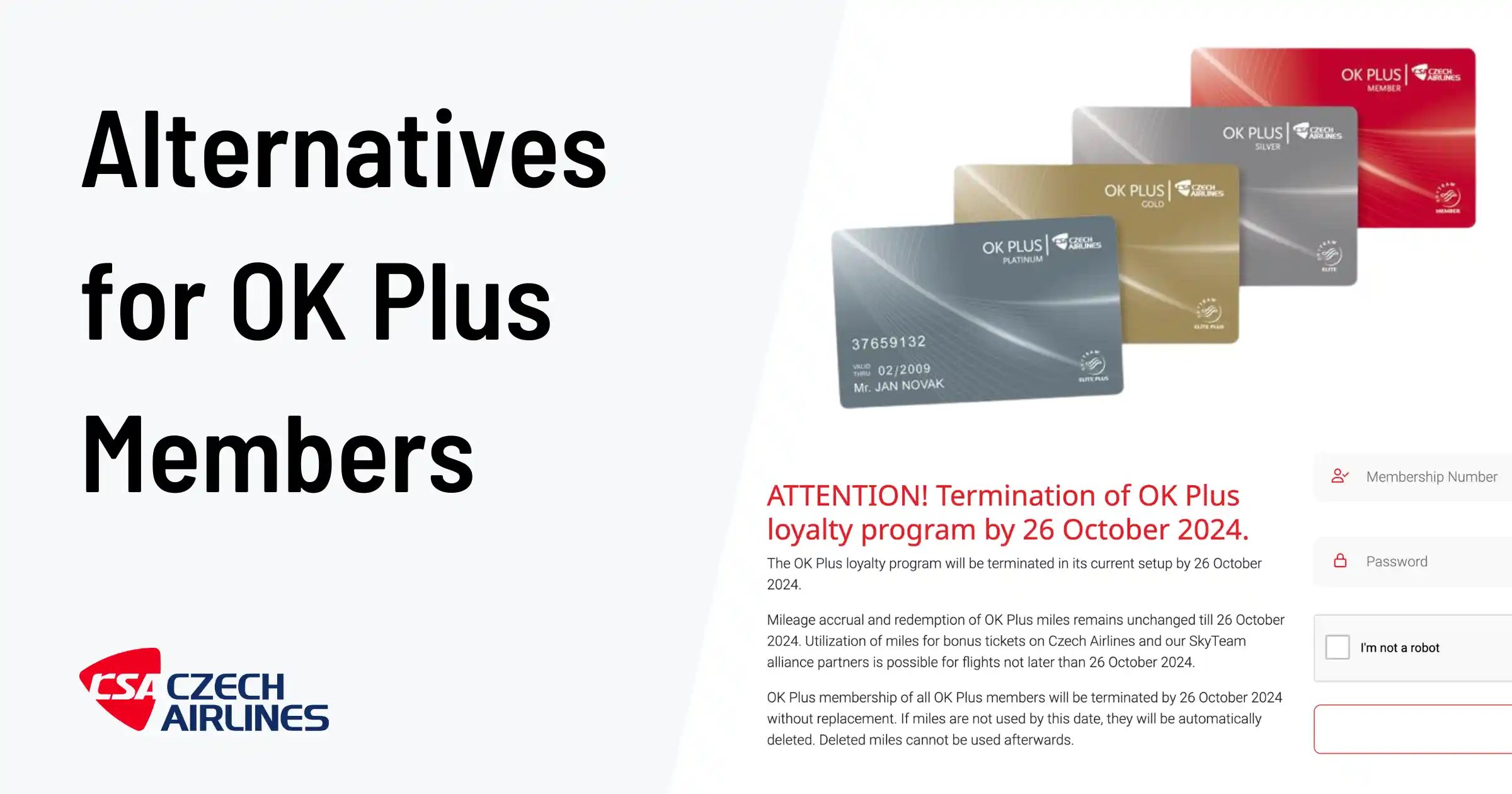 Alternatives for OK Plus Members as Czech Airlines Closes