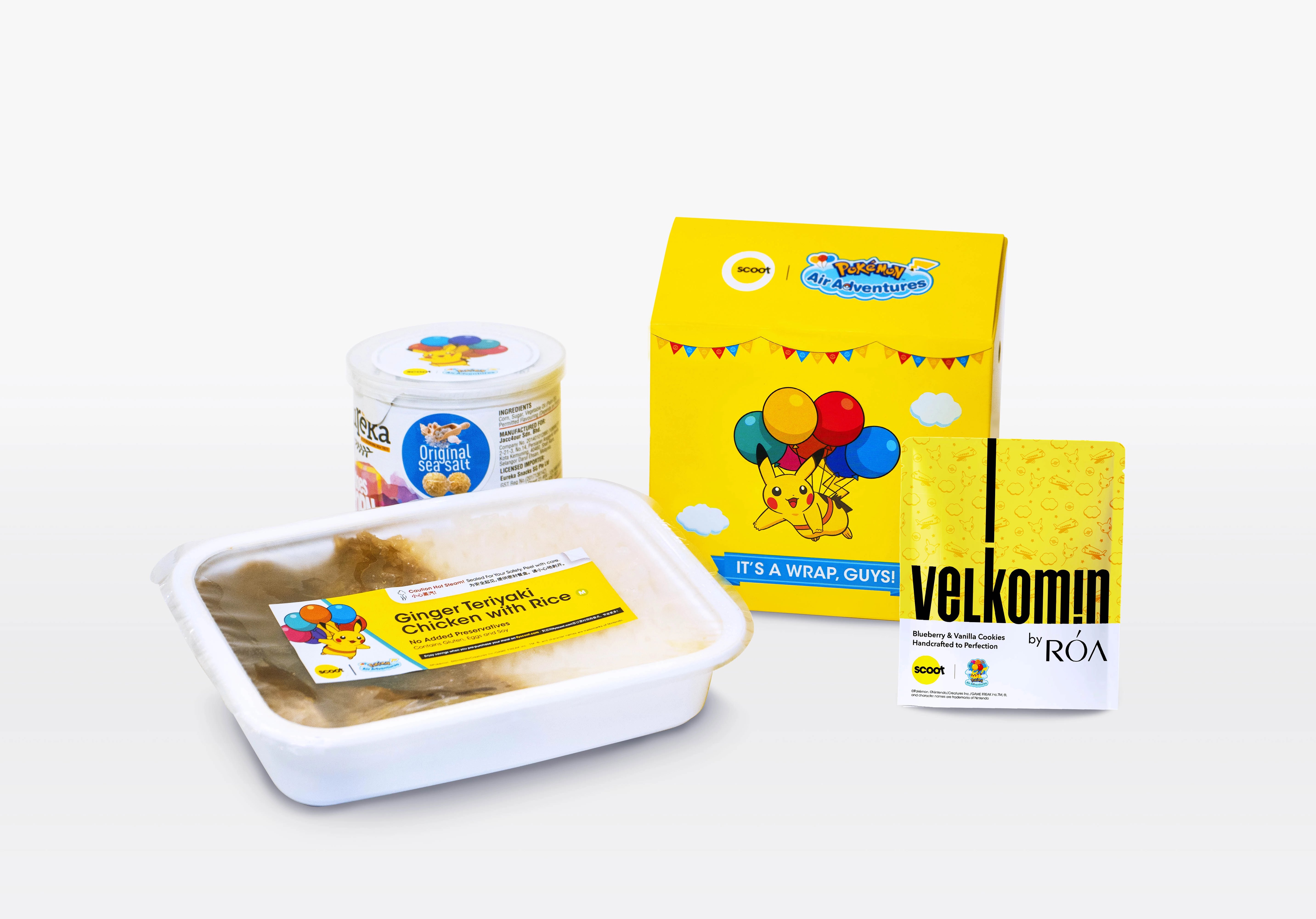 Pokémon-themed in-flight items and aprons.