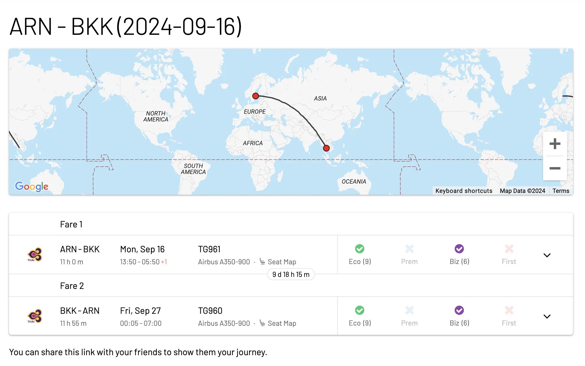 AwardFares journey planner lets you plan round-trip award flights.