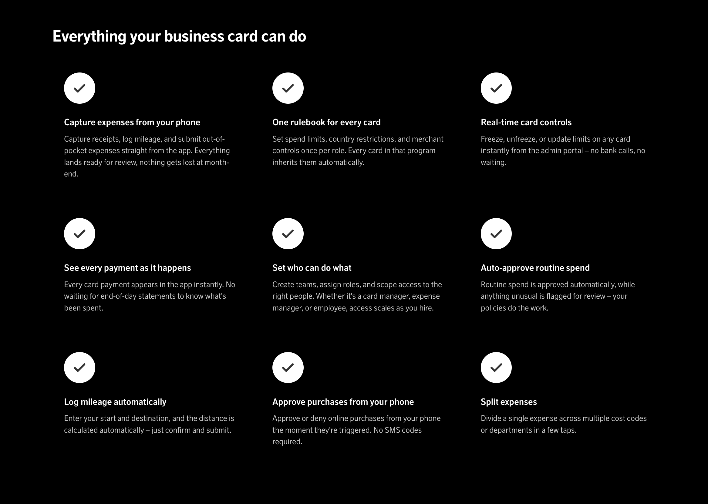 Overview of SAS Executive Card controls and expense management features