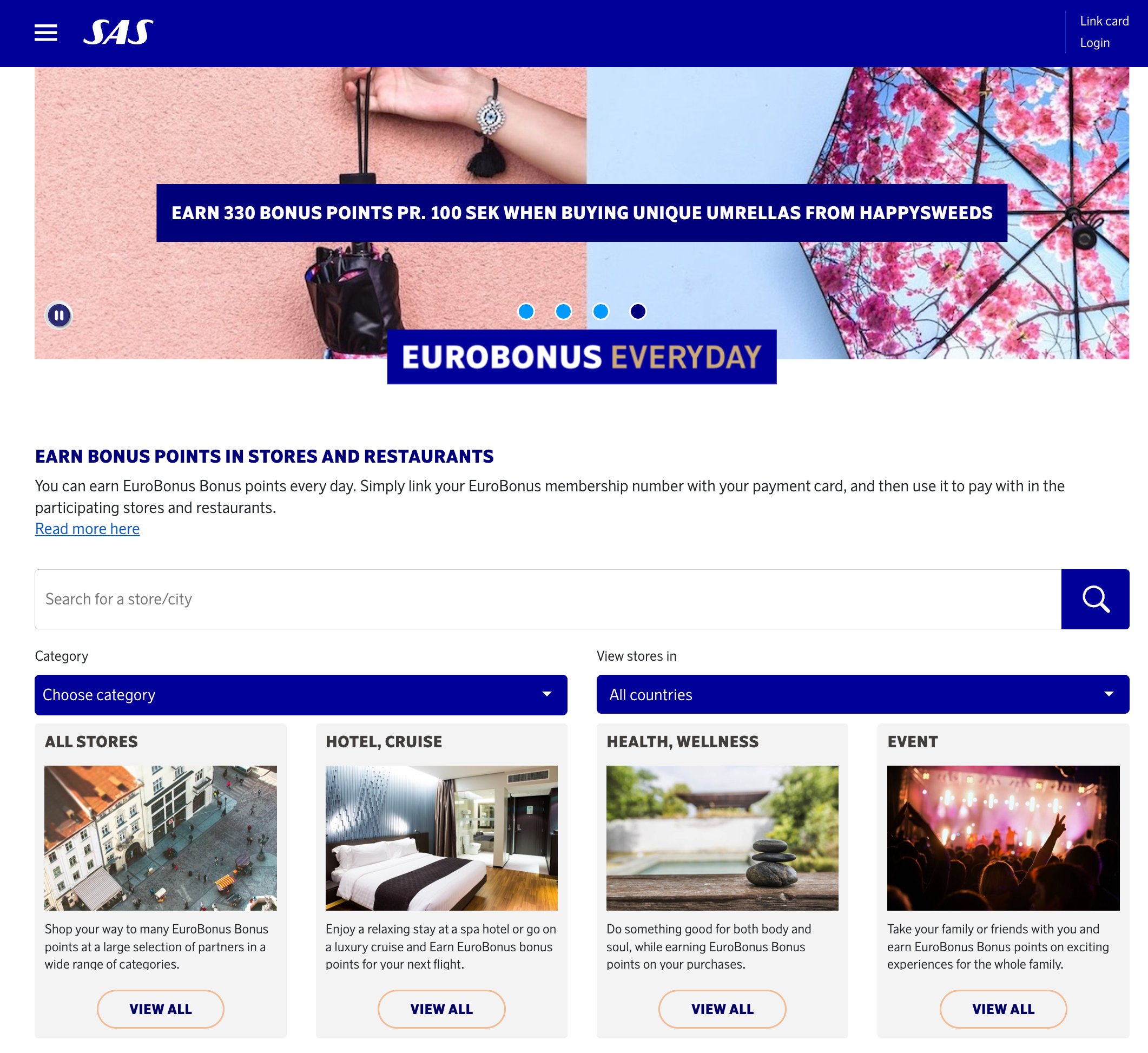 EuroBonus Everyday program allows linking any payment card to earn points at partner stores.