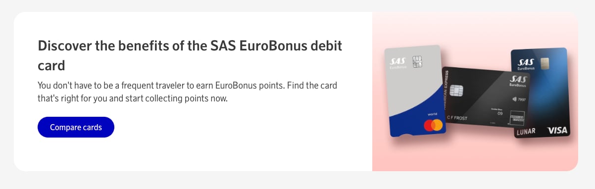 Final call to action to choose a SAS credit card and start earning EuroBonus points.