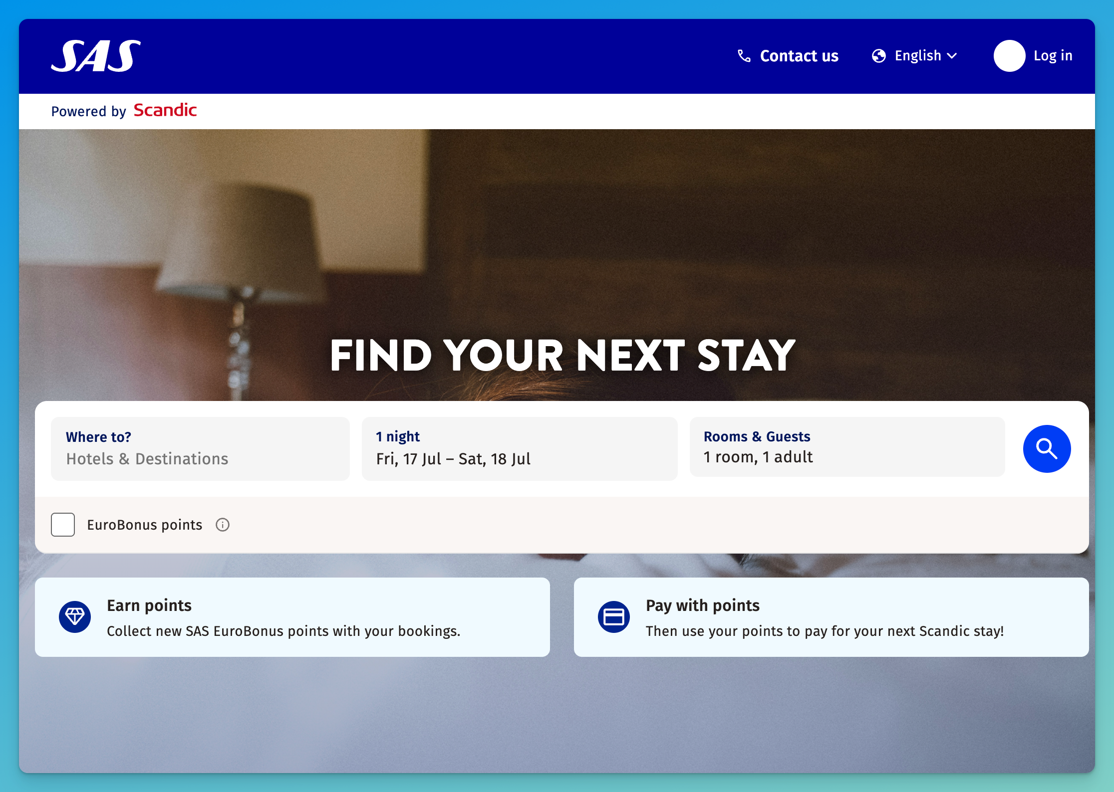 Scandic x EuroBonus Booking Portal