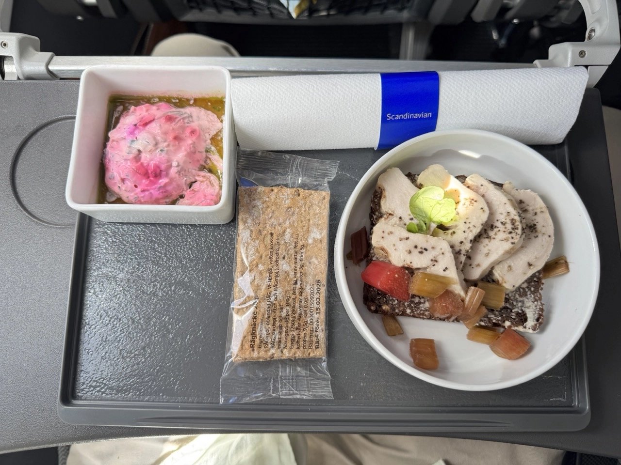 The cold meal served on the return flight from Nice to Copenhagen.