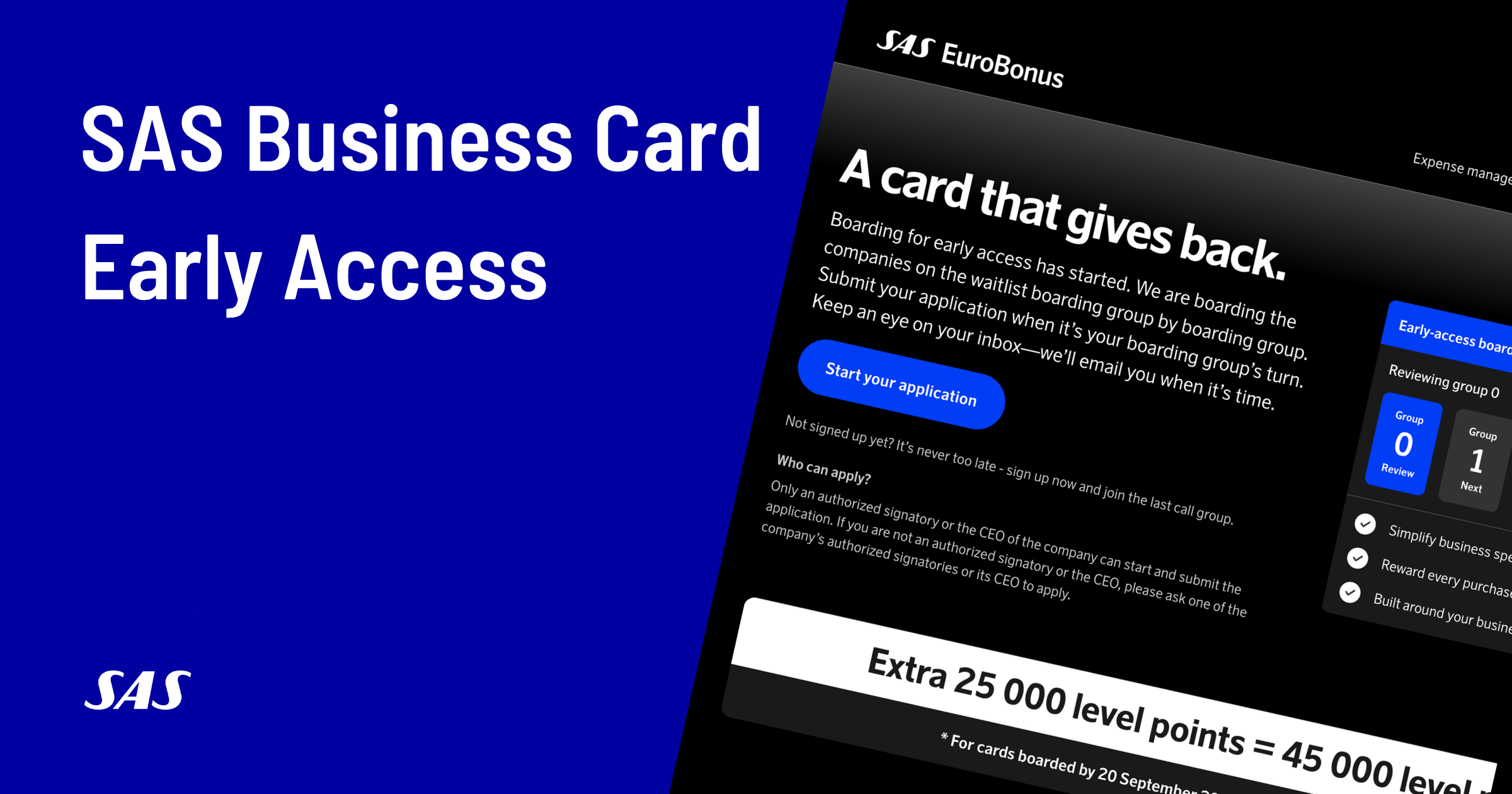 SAS Executive Card Early Access: 45,000 Level Points in Year One