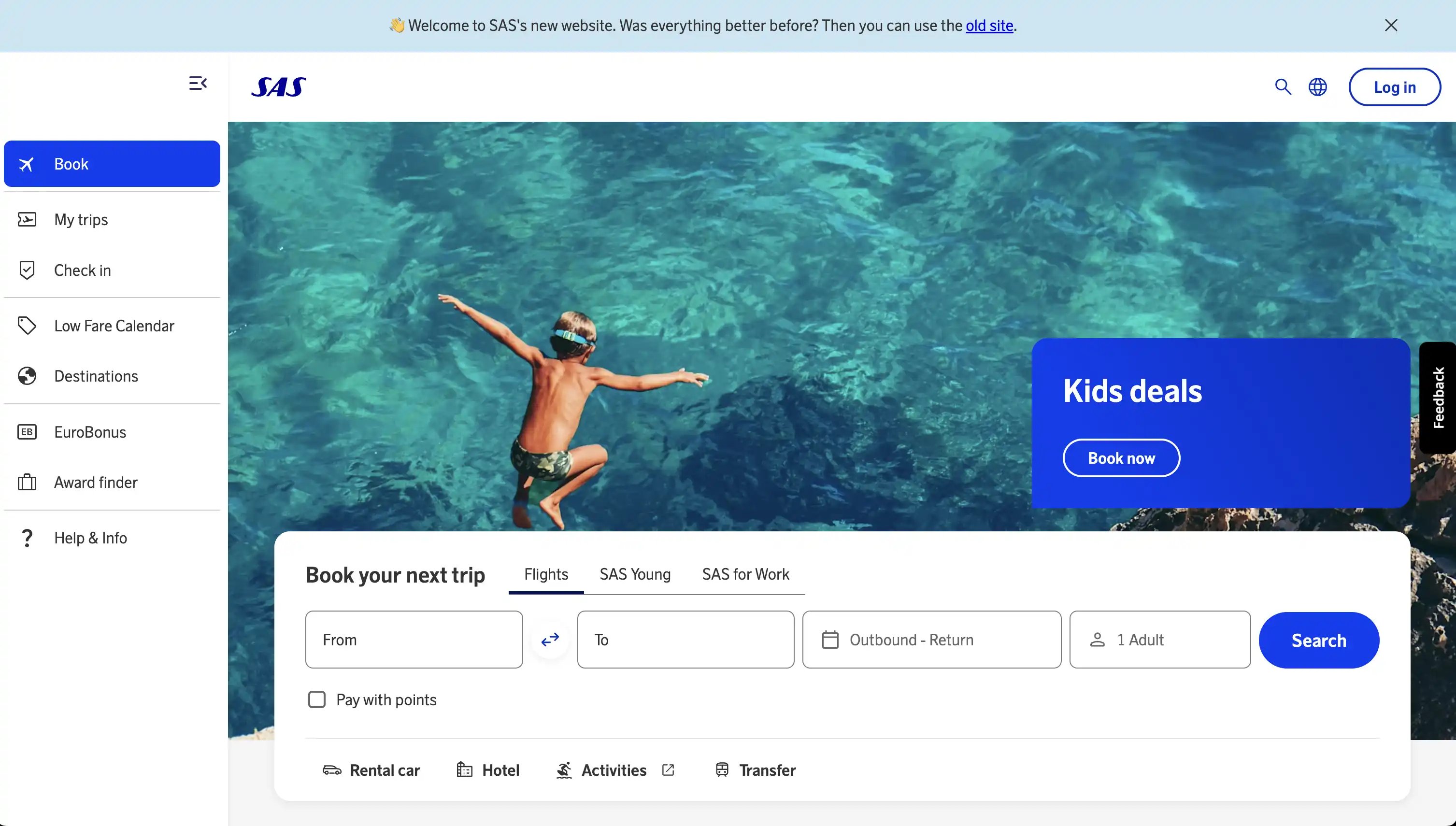 SAS new homepage under beta.flysas.com