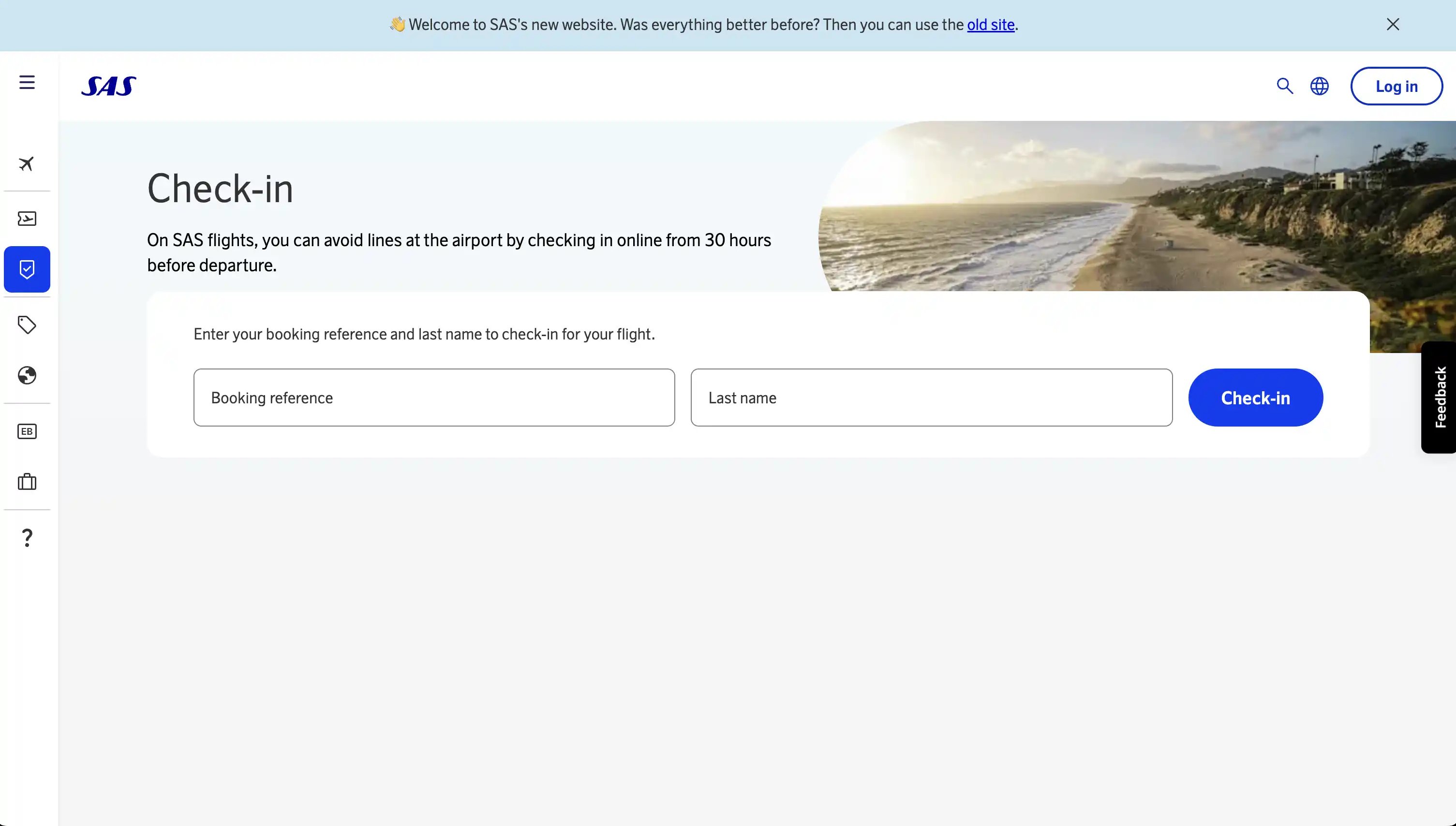 SAS new homepage under beta.flysas.com