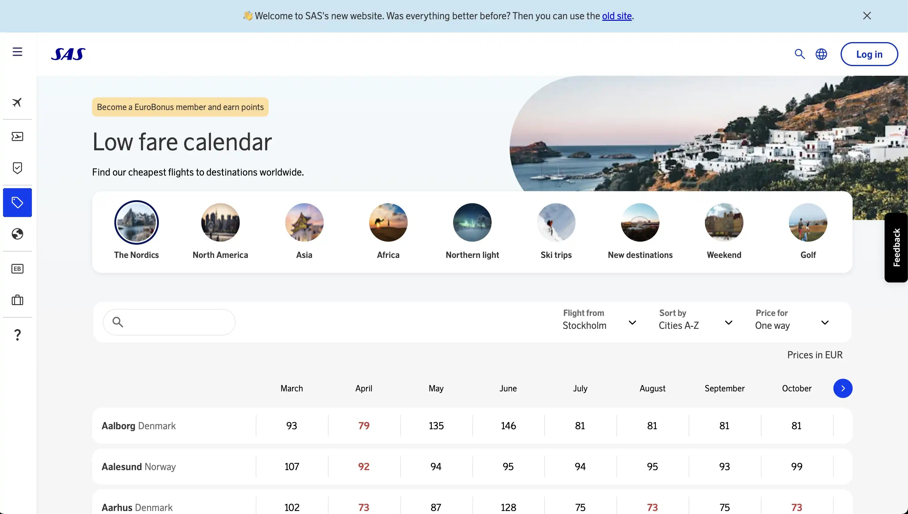 SAS new homepage under beta.flysas.com