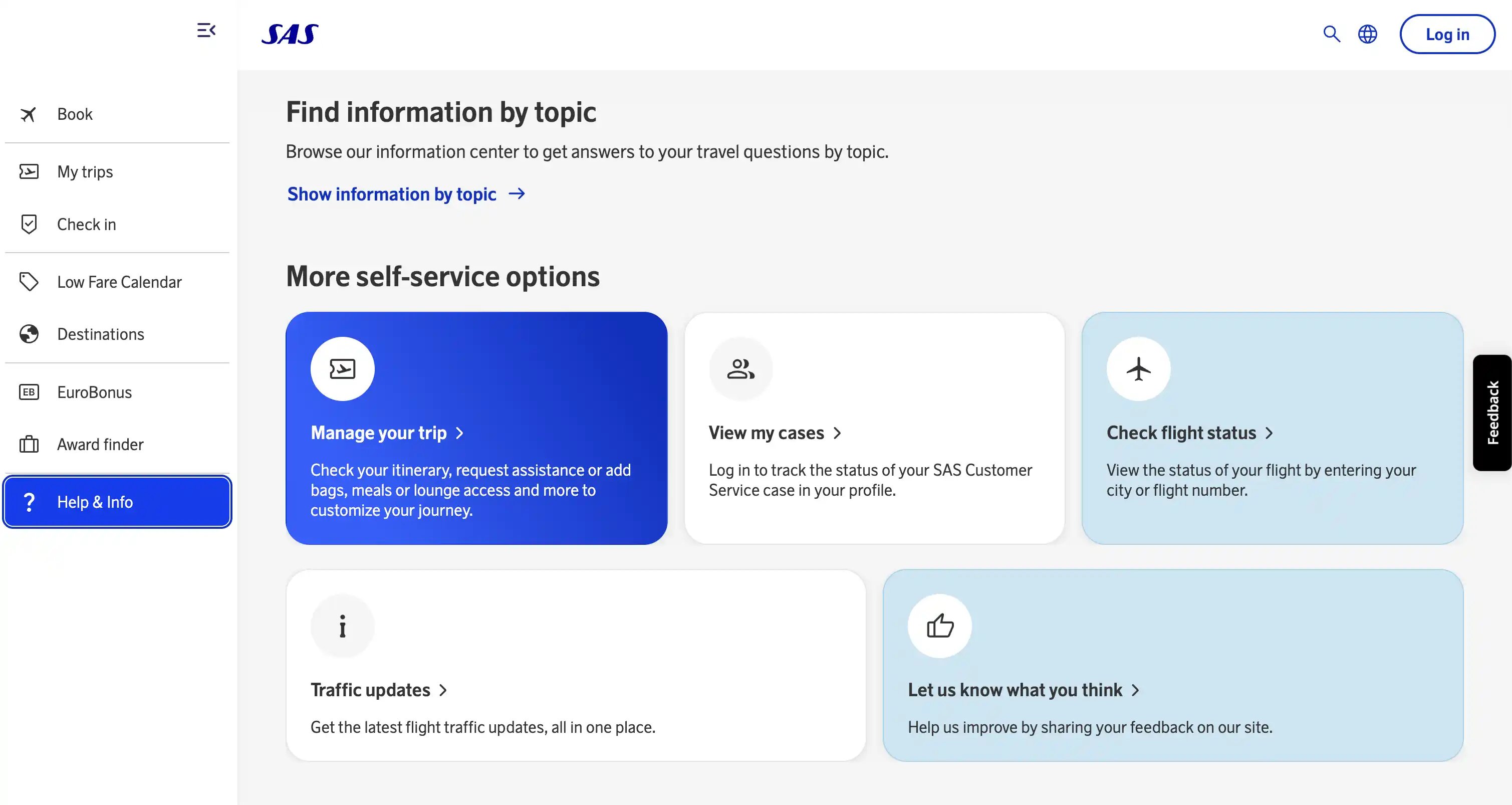 SAS new homepage under beta.flysas.com