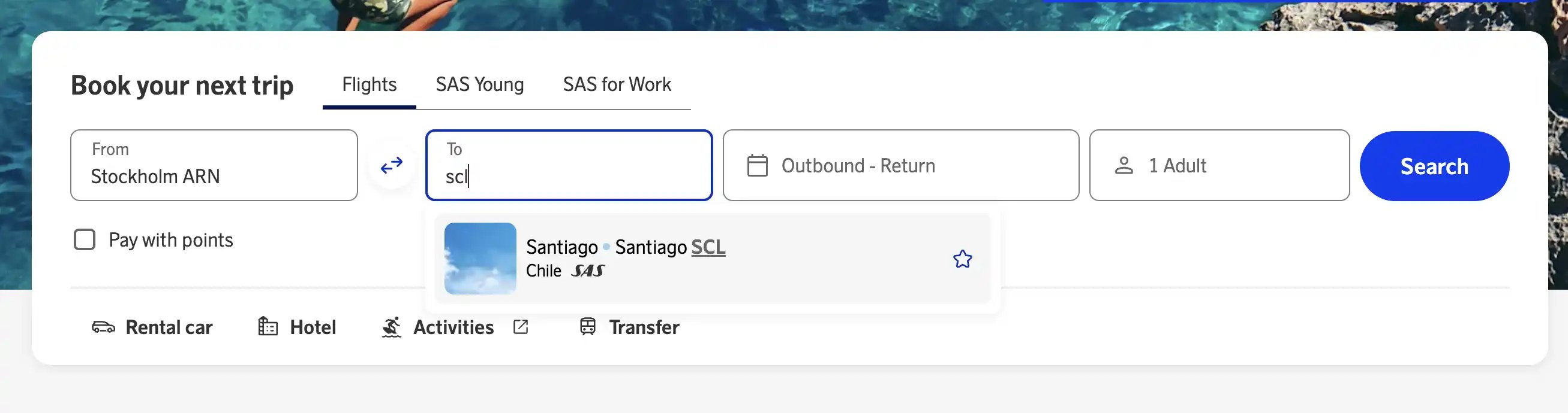 SAS new homepage under beta.flysas.com