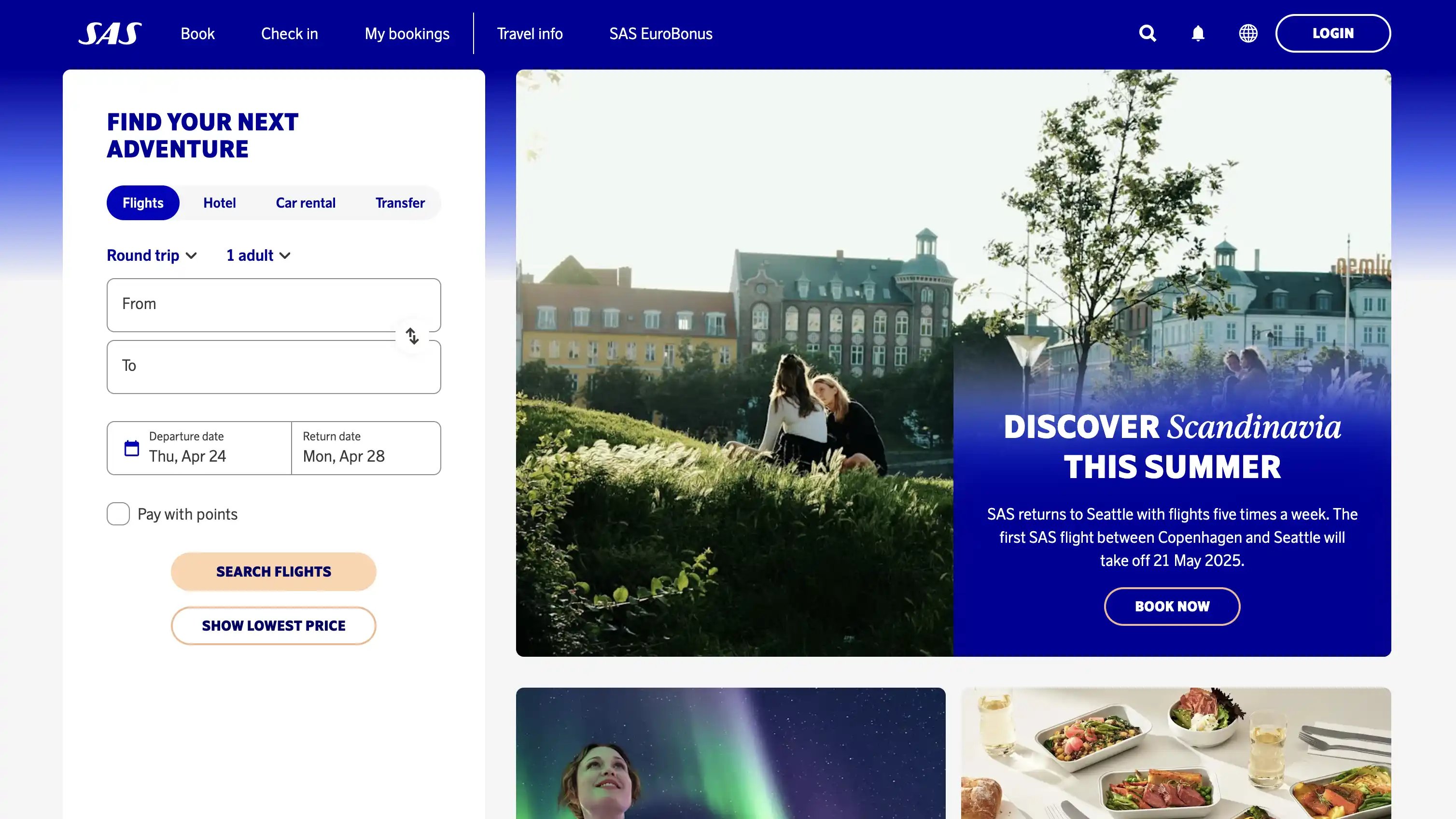 SAS new homepage under beta.flysas.com