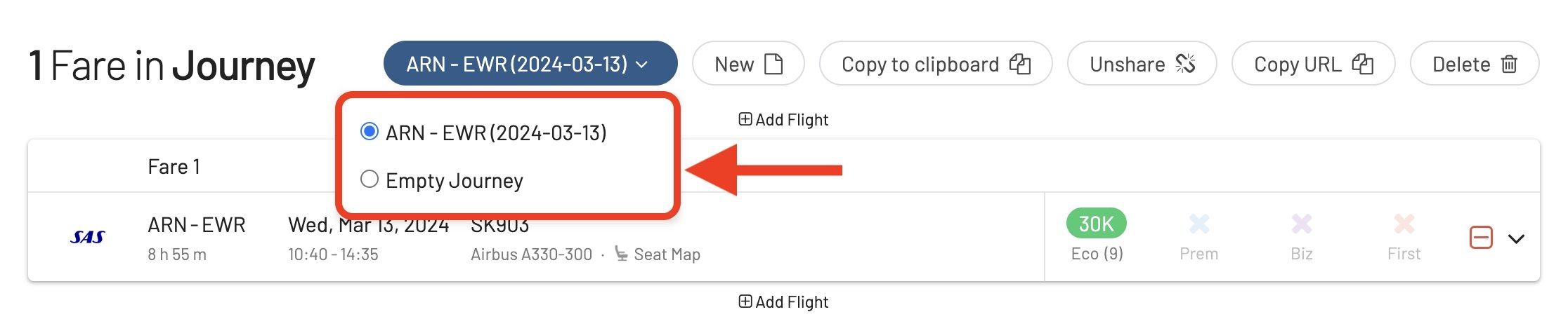 List of journeys in AwardFares.