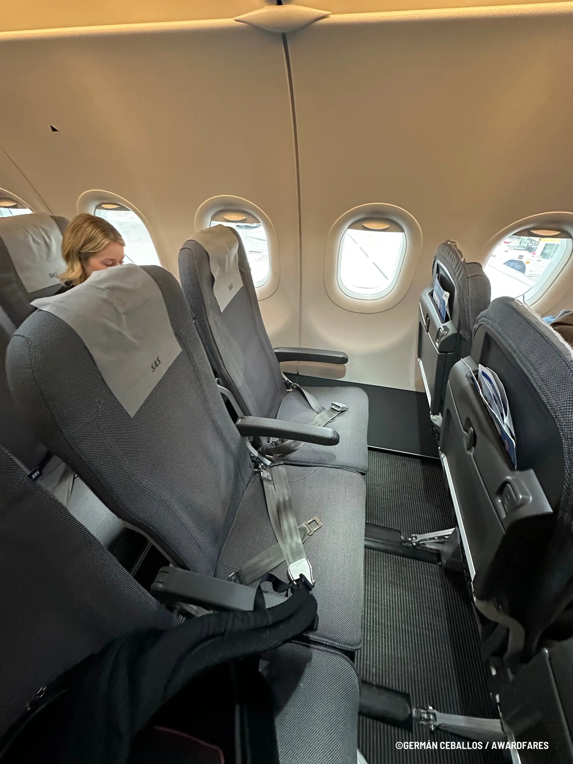 Scandinavian Airlines SAS A320neo Economy Class from London LHR to Copenhagen CPH