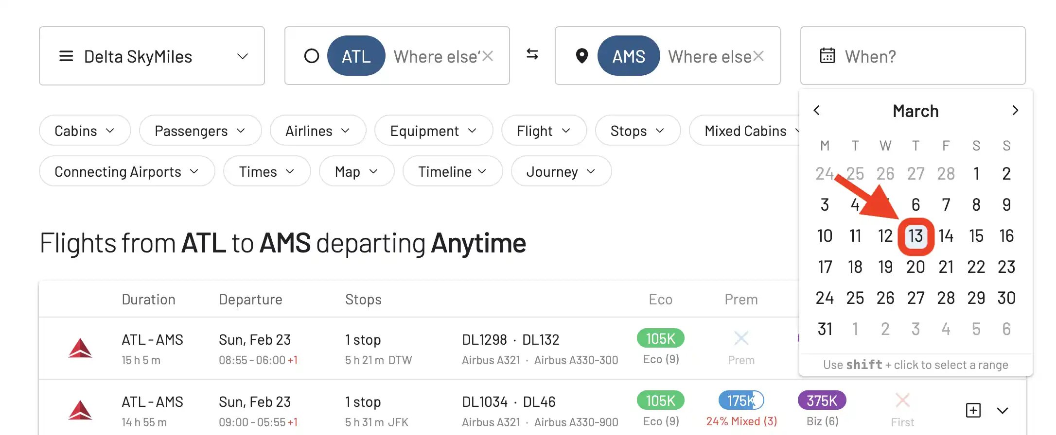 Cómo encontrar vuelos premio baratos con Delta SkyMiles usando AwardFares.