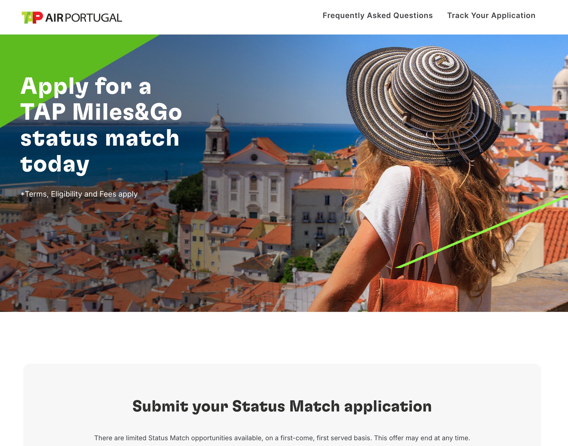 Ongoing TAP Miles&Go Status Match Offer.