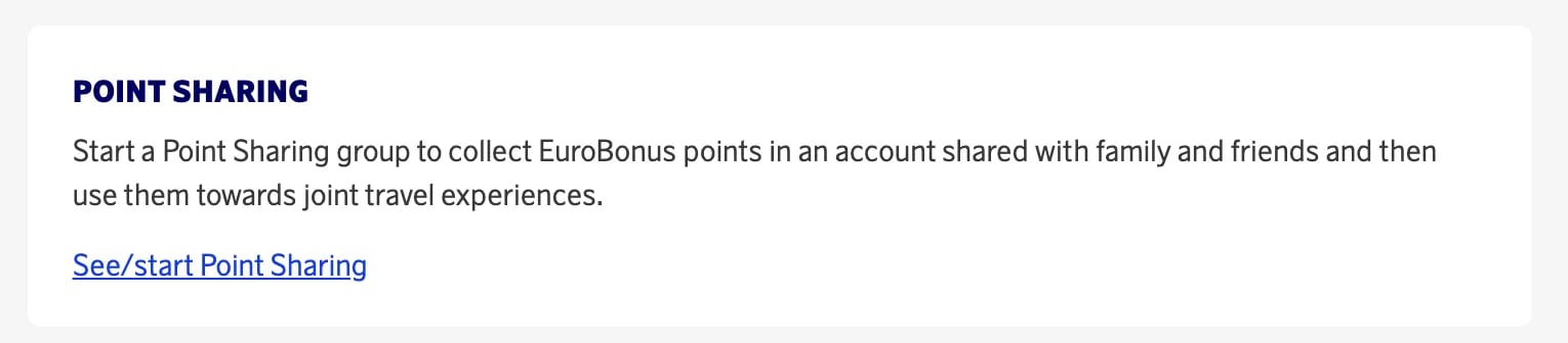 EuroBonus Point Pooling Feature.