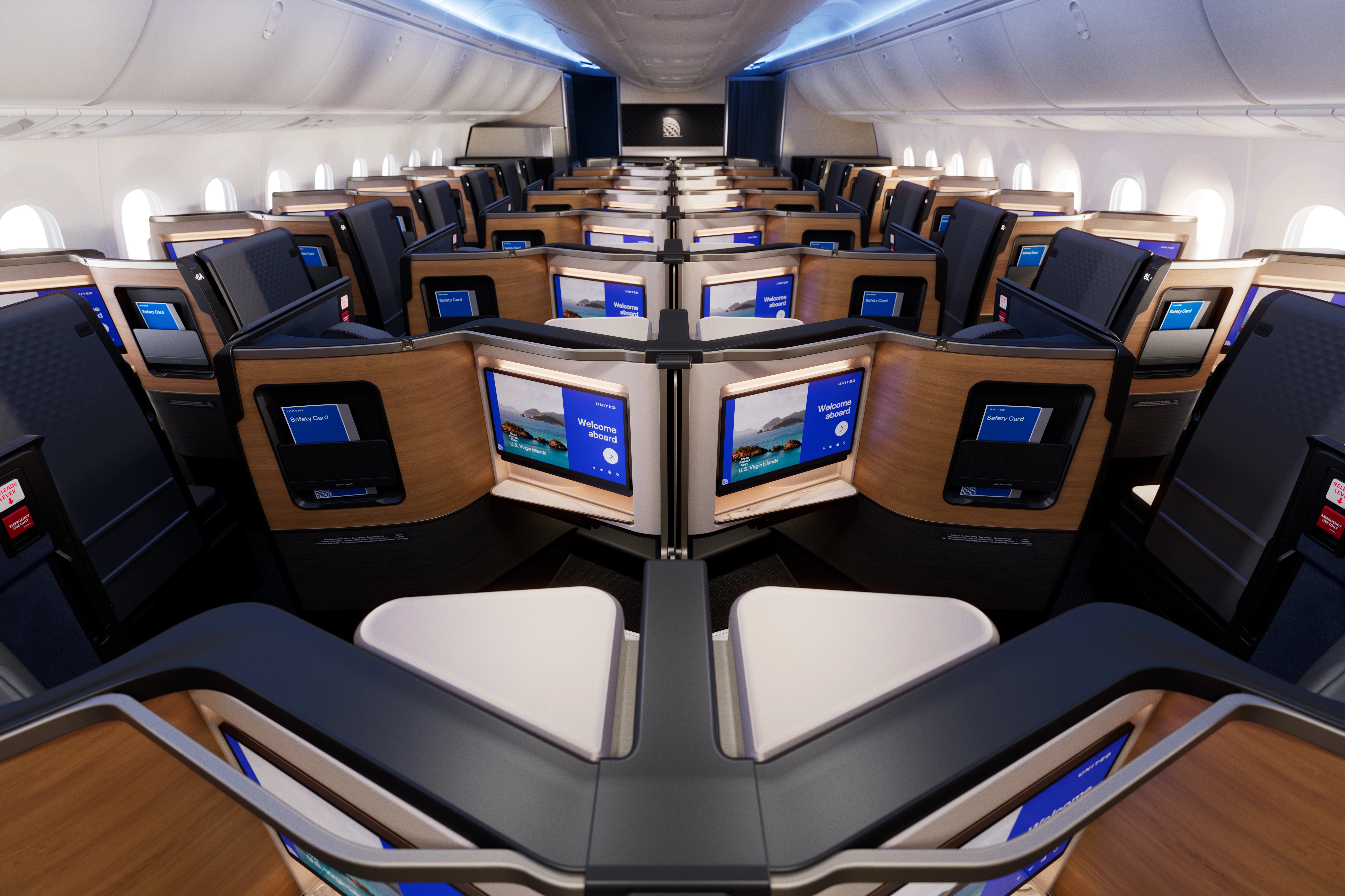 United Airlines reveal new cabin interiors on their 787-9, including Polaris Studio Suites