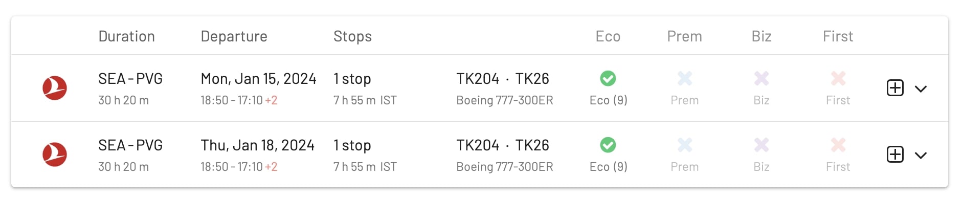 EVA Air award flights from the United States to China (AwardFares).