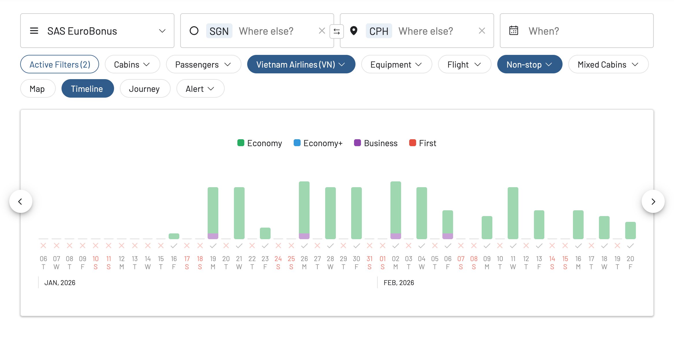 Map showing the new direct route between Vietnam and Denmark.