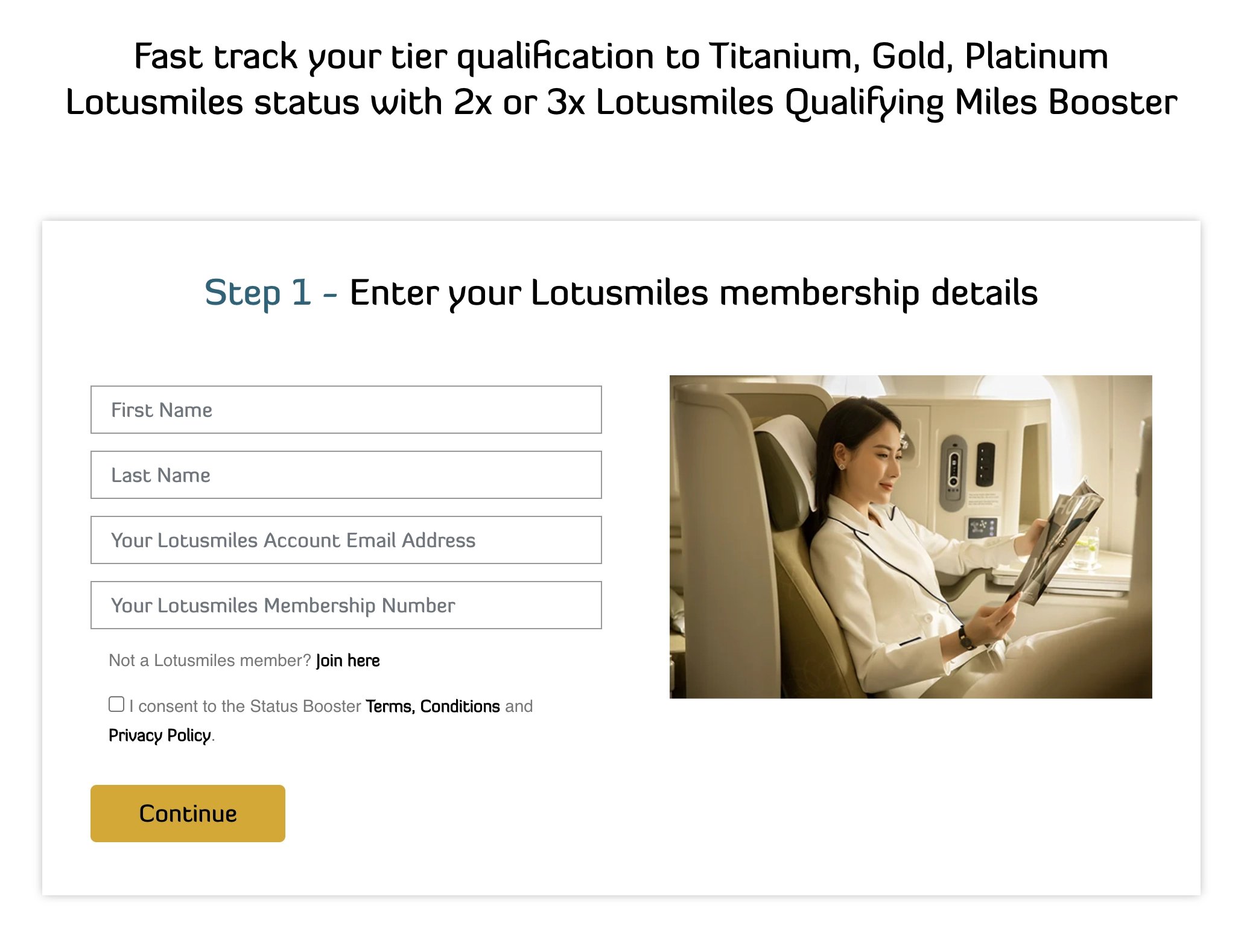 Vietnam Airlines Lotusmiles Status Booster Subscription Page