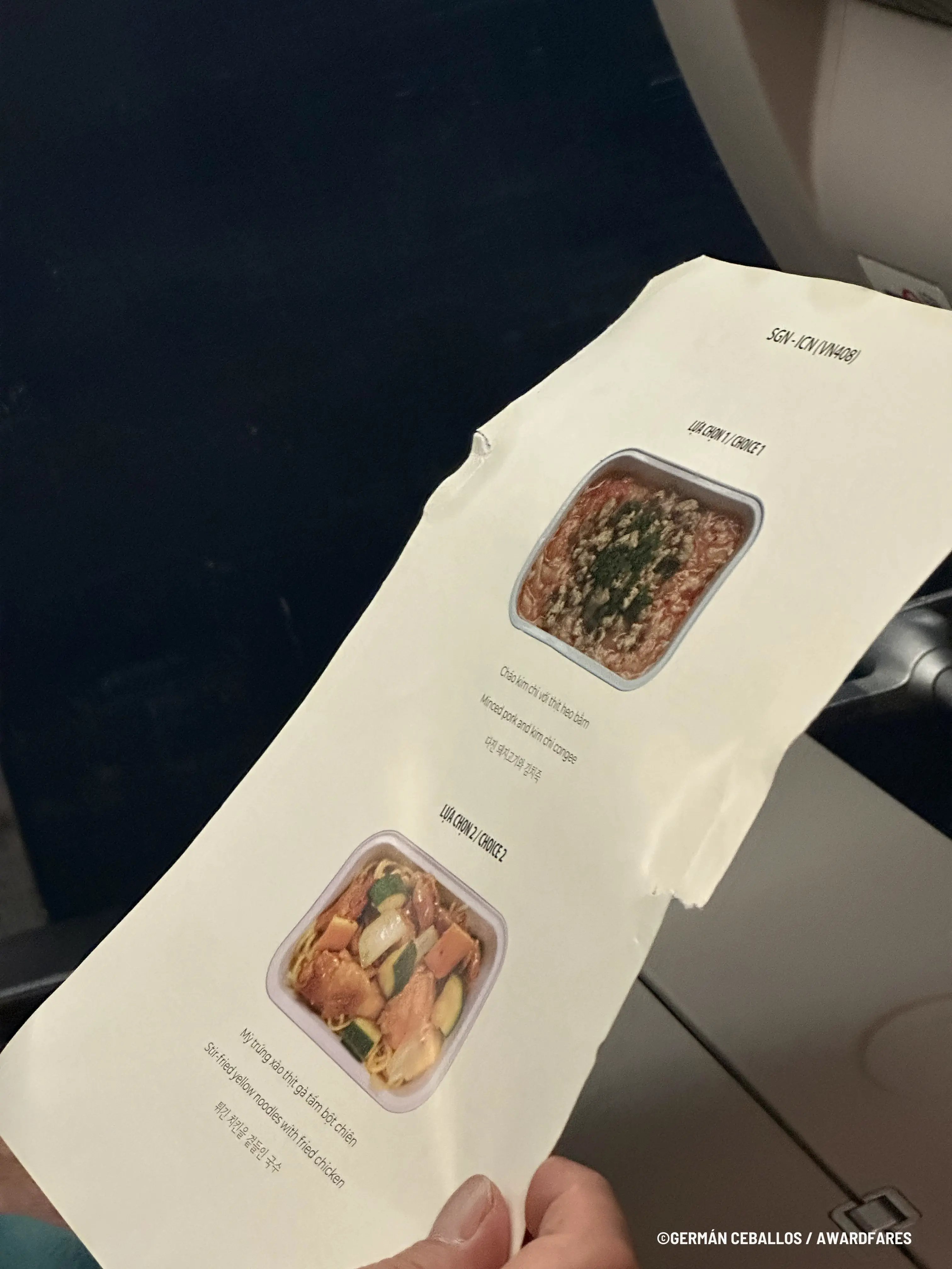 Cabina en Clase Económica de Vietnam Airlines durante la noche (787-10) Ho Chi Minh a Seúl