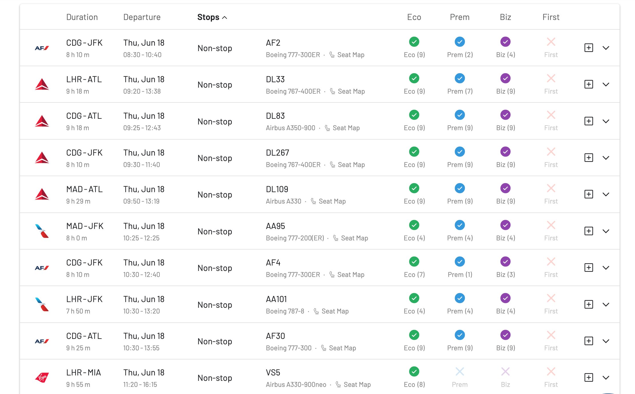 AwardFares lets you search award flights on multiple routes at the same time